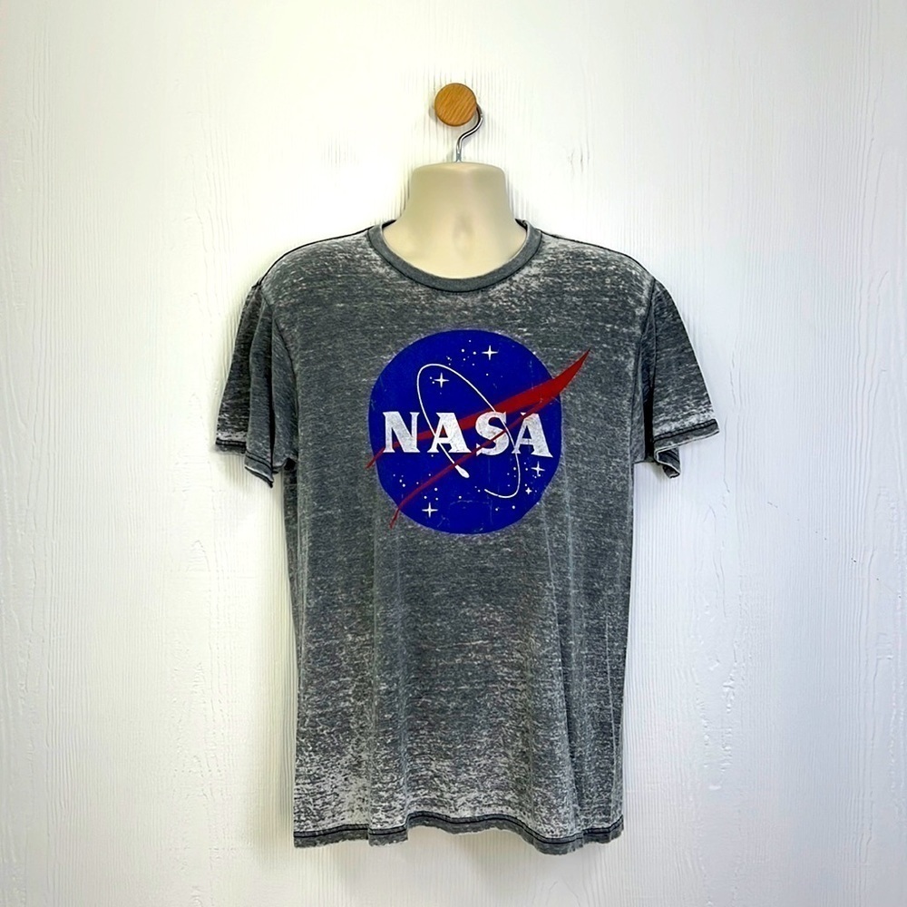 Fifth Sun -NASA Retro Graphic Logo Short Sleeve T Shirt Gray Burnout Size Medium